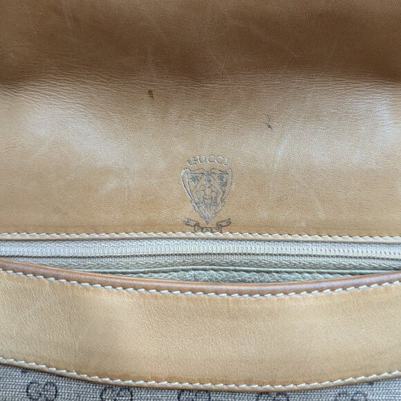 GUCCI Vintage GG Supreme Monogram Purse Crossbody & Wallet Brown Leather Bag - Picture 14 of 16